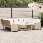 vidaXL Tuinbank met kussens poly rattan beige, Tuin en Terras, Verzenden, Nieuw, Rotan, Meer dan 8 zitplaatsen