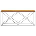 Salontafel roestvrij staal en massief acaciahout (Interieur), Huis en Inrichting, Verzenden