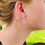Goud op zilver oorringen 65 mm 2 mm breed