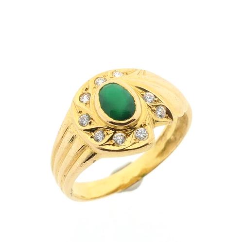 19,2 Krt. Gouden ring met smaragd en zirconia, Sieraden, Tassen en Uiterlijk, Ringen, Dame, Met edelsteen, Overige kleuren, 18 tot 19