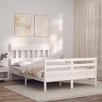 vidaXL Bedframe met hoofdbord massief hout wit 140x200 cm, Huis en Inrichting, Slaapkamer | Bedden, Verzenden, Wit, 140 cm, 200 cm