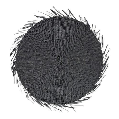 zeegras placemat rond zwart franjes 38cm, Huis en Inrichting, Woonaccessoires | Overige, Verzenden