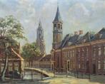 F Leenders (XX) - Oud Hollands Stadsgezicht, Antiek en Kunst