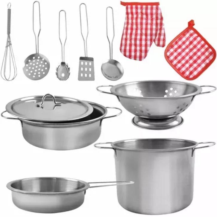 Kruzzel Kinder Kookset - Complete 13-delige Metalen Set -..., Kinderen en Baby's, Speelgoed | Overig, Nieuw, Ophalen of Verzenden