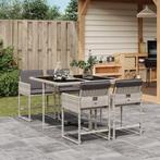 vidaXL 5-delige Tuinset met kussens poly rattan lichtgrijs, 4 zitplaatsen, Nieuw, Tuinset, Verzenden