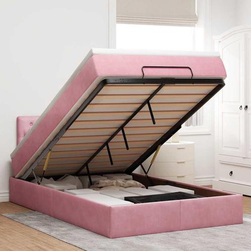 vidaXL Ottoman bed met matras 120x200cm fluweel roze, Huis en Inrichting, Slaapkamer | Bedden, 120 cm, 200 cm, Twijfelaar, Nieuw