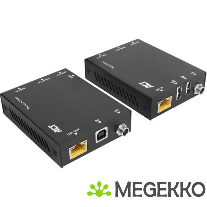 ACT 4K HDMI 2.0 KVM extender set over CAT6A. tot 70 meter, Computers en Software, Videokaarten, Nieuw, Verzenden