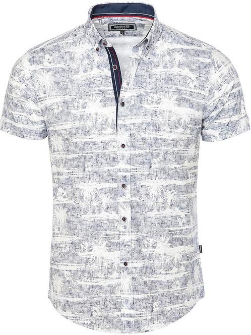 Carisma Overhemd Korte Mouw Met Palmboom Motief Wit 9145, Kleding | Heren, Overhemden, Wit, Nieuw, Verzenden