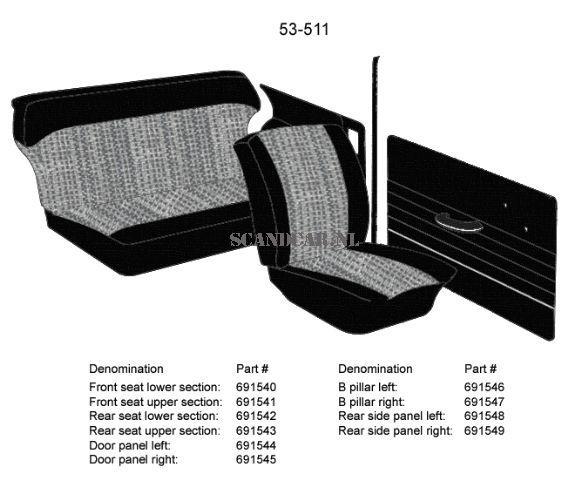 Volvo Bekleding PV544 B stijl zwart set L/R  53 511  Volvo o, Auto-onderdelen, Interieur en Bekleding, Nieuw, Volvo, Verzenden