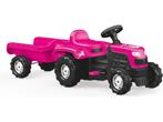Dolu Eenhoorn Traptractor - Inclusief aanhanger - Roze/Zwart, Verzenden, Nieuw