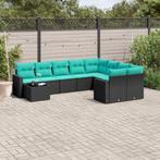 vidaXL 10-delige Loungeset met kussens poly rattan zwart, Tuin en Terras, Tuinsets en Loungesets, Verzenden, Nieuw, Rotan, Loungeset