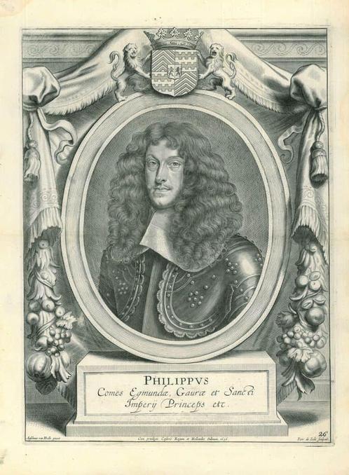 Portrait of Lodewijk Filips van Egmont, Antiek en Kunst, Kunst | Etsen en Gravures