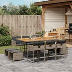 vidaXL 11-delige Tuinset met kussens poly rattan grijs, Meer dan 8 zitplaatsen, Nieuw, Tuinset, Verzenden
