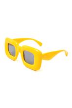 Retro Zonnebril Oversized Dik Geel Montuur Zwarte Glazen Dik, Ophalen of Verzenden, Nieuw, Feestartikel, Carnaval