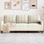 vidaXL Driezitsbank 180 cm fluweel crèmekleurig, Verzenden, Nieuw, Driepersoons, Stof