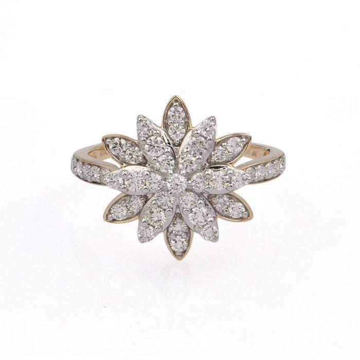 Ring - 14 karaat Geel goud - 0.74ct. tw. Diamant, Sieraden, Tassen en Uiterlijk, Ringen