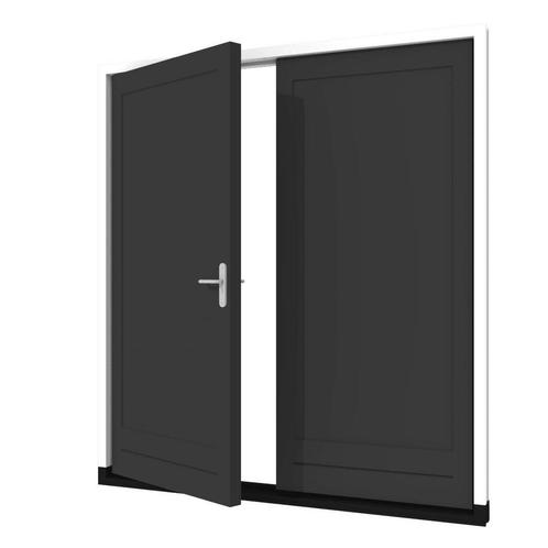 Houten openslaande garagedeuren met vlak paneel, Doe-het-zelf en Verbouw, Kozijnen en Schuifpuien, Inclusief glas, Nieuw, Hout