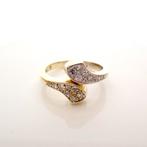 Bicolor gouden ring met pavé gezette diamanten 0,34 ct., Gebruikt, Overige kleuren, Ophalen of Verzenden, 17 tot 18