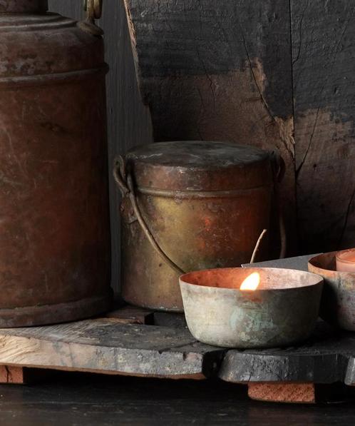 Antiek  India koperen melk/boter  potje met deksel, Huis en Inrichting, Woonaccessoires | Overige, Nieuw, Verzenden