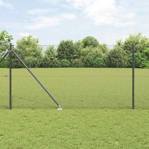 vidaXL Gelast Draadhek met 13 Piketpalen Grijs 1x100 m Staal, Tuin en Terras, Schuttingen, Nieuw, IJzer, Verzenden