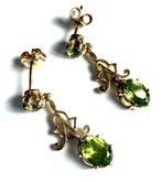 Oorbellen - 9 kt. Geel goud - 9ct goud Peridot oorbellen, Nieuw