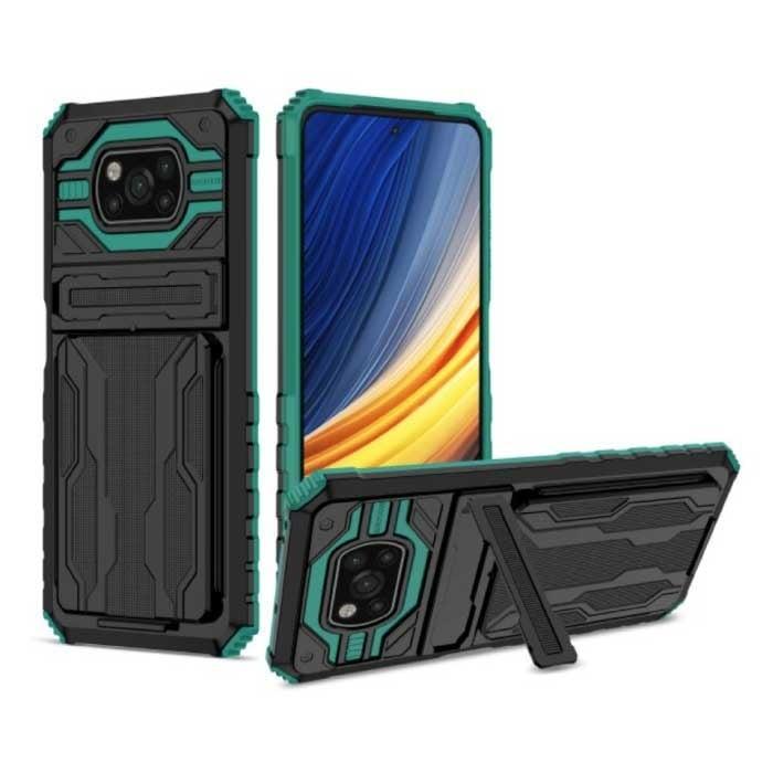 Xiaomi Poco M3 - Armor Card Slot Hoesje met Kickstand -, Telecommunicatie, Mobiele telefoons | Hoesjes en Frontjes | Overige merken