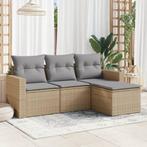 vidaXL 4-delige Loungeset met kussens poly rattan beige, Tuin en Terras, Verzenden, Nieuw, Rotan, Loungeset