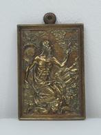 Reliëf, Saint Jerome in the Wilderness - 11.5 cm - Brons