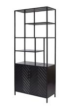 Opbergkast York 90 cm Zwart – Visgraat &amp; Staal | Met Vakken, Ophalen, Nieuw