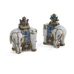 Een paar olifanten - cloisonné, Emaille - China - Qing