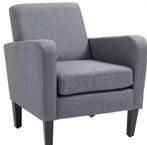 Linnen Relaxfauteuil – Comfortabel, Houten Poten, Lichtgrijs, Huis en Inrichting, Stoelen, Verzenden, Nieuw