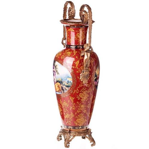Vaas - Brons, Porselein - Porseleinen vaas met bronzen vaas, Antiek en Kunst, Antiek | Glas en Kristal