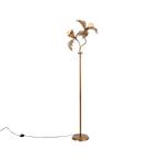 Vintage vloerlamp goud 187 cm 2-lichts - Botanica, Nieuw, Overige materialen, Landelijk, 150 tot 200 cm