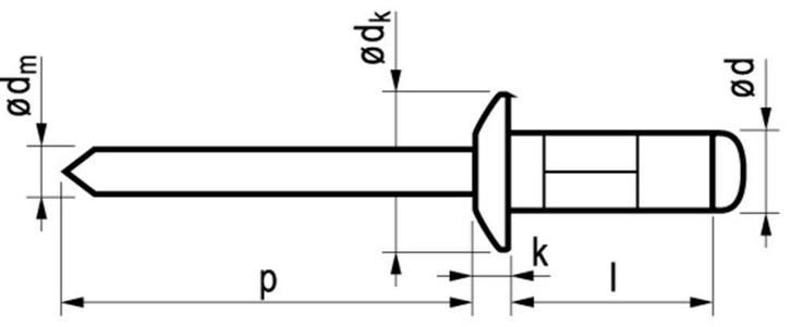 Masterfix blindklinknagel 4.0x8mm - platbolkop (Per 500, Doe-het-zelf en Verbouw, IJzerwaren en Bevestigingsmiddelen, Ophalen of Verzenden