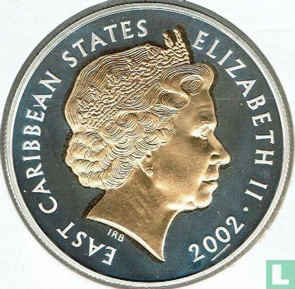 Oost-Caribische Staten 10 dollars 2002 (PROOF) 50th anni..., Postzegels en Munten, Munten | Amerika, Losse munt, Goud, Zilver
