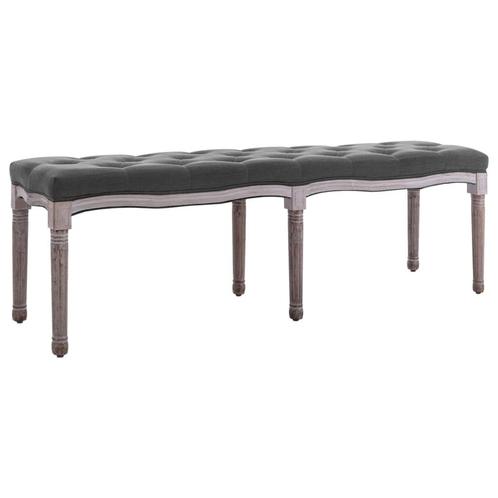 vidaXL Bankje 150x40x48 cm linnen massief hout donkergrijs, Huis en Inrichting, Banken | Voetenbanken en Poefen, Nieuw, Verzenden