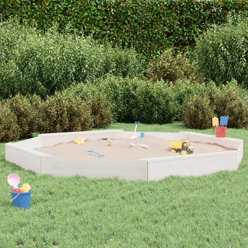 vidaXL Zandbak met bankjes achthoekig massief grenenhout wit, Kinderen en Baby's, Speelgoed | Buiten | Zandbakken, Nieuw, Verzenden