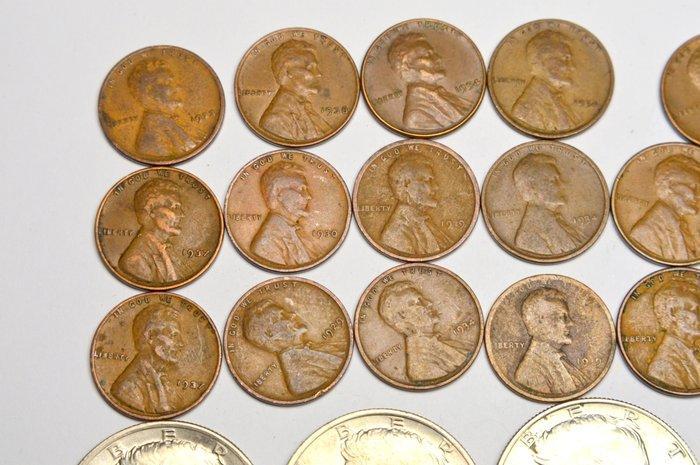 Verenigde Staten. Lot of 40 Coins - One Cent & Half Dollar, Postzegels en Munten, Munten | Europa | Niet-Euromunten