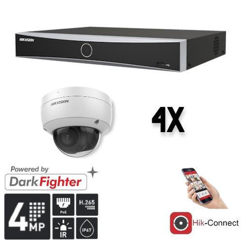 Hikvision Set 4x Dome 4MP + Recorder & Bekabeling, Audio, Tv en Foto, Videobewaking, Ophalen of Verzenden