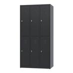 Nieuwe metalen locker | 6 deurs - 3 delig | kluisjes | zwart