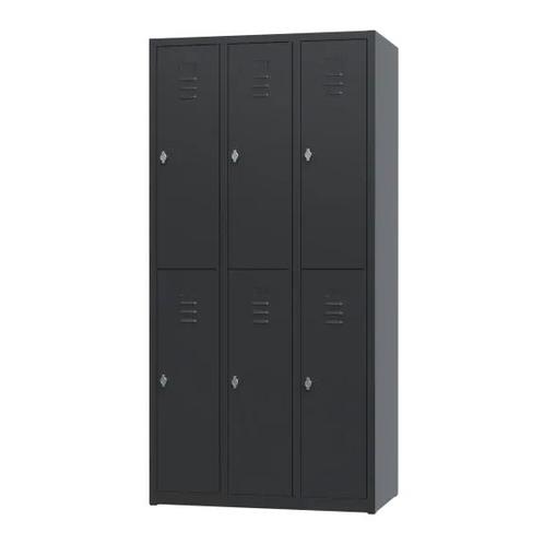 Nieuwe metalen locker | 6 deurs - 3 delig | kluisjes | zwart, Huis en Inrichting, Kasten | Lockerkasten, Nieuw, Ophalen of Verzenden