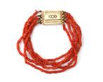 5-rijïg bloedkoralen armband met 14 krt. geelgouden sluiting, Sieraden, Tassen en Uiterlijk, Armbanden, Gebruikt