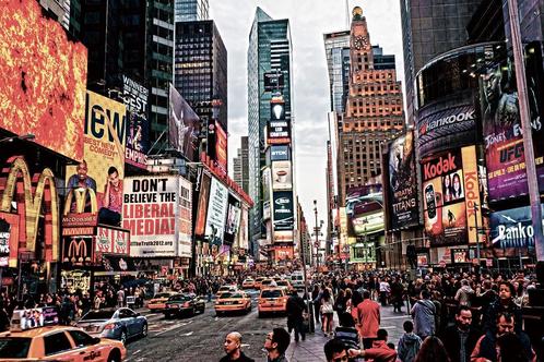 Glasschilderij Times Square S168, Huis en Inrichting, Woonaccessoires | Overige, Nieuw, Ophalen of Verzenden