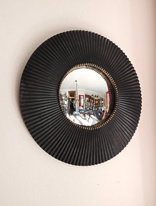 Wandspiegel - Glas, Hars - Donkere convex spiegel, Antiek en Kunst, Kunst | Designobjecten
