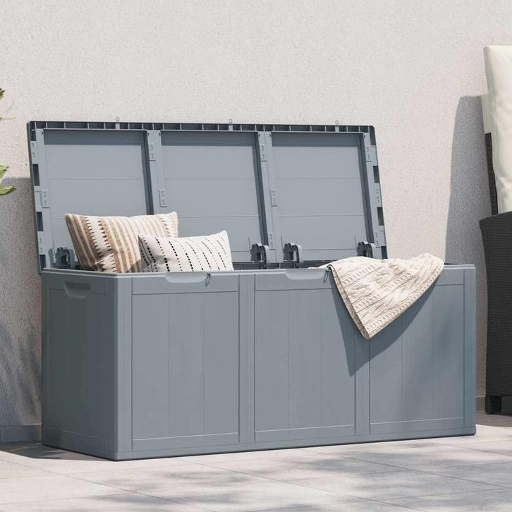 vidaXL Tuinbox 270 L PP houtlook grijs, Tuin en Terras, Overige Tuin en Terras, Nieuw, Verzenden