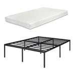Metalen bedframe Vårdö 140x200 cm met bedbodem en matras zwa, Verzenden, Nieuw