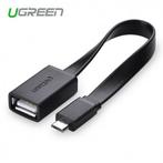 Micro-USB Male USB 2.0 Female OTG Flat Cable Adapter Zwart, Nieuw, Verzenden