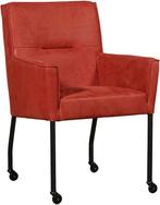 Rode leren moderne eetkamerstoel - Kenia Leer Burgundy (rood, Overige kleuren, Nieuw, Leer, Ophalen of Verzenden