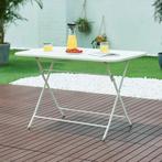 Klaptafel Sande tuintafel metaal vierkant 71x110x70 cm wit [, Verzenden, Nieuw