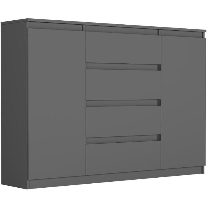 Dressoir - 138 cm 4 lades  antraciet 2D4S  - Antraciet, Huis en Inrichting, Kasten | Dressoirs, Nieuw, Met lade(s), Overige houtsoorten